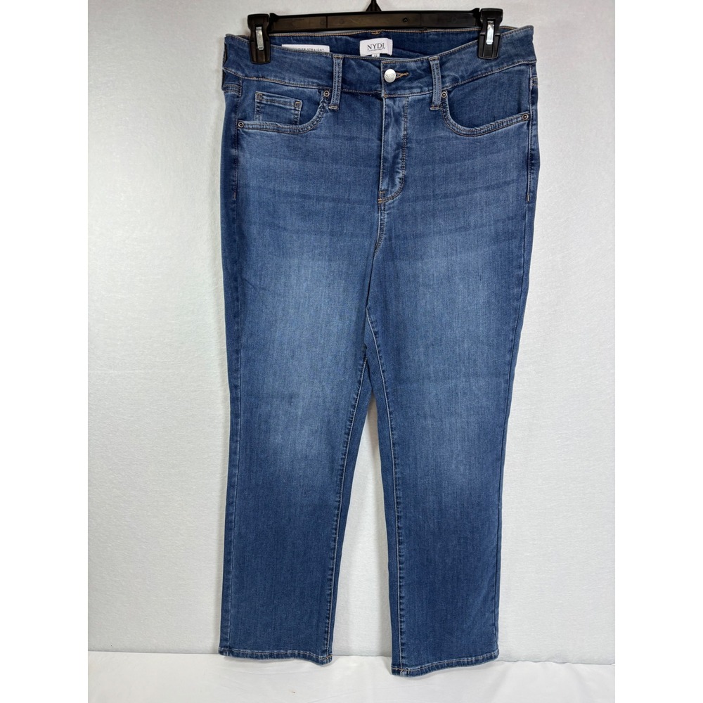 NYDJ High Rise Straight Jeans Blue Sure Stretch Lift Tuck Technology Size 12